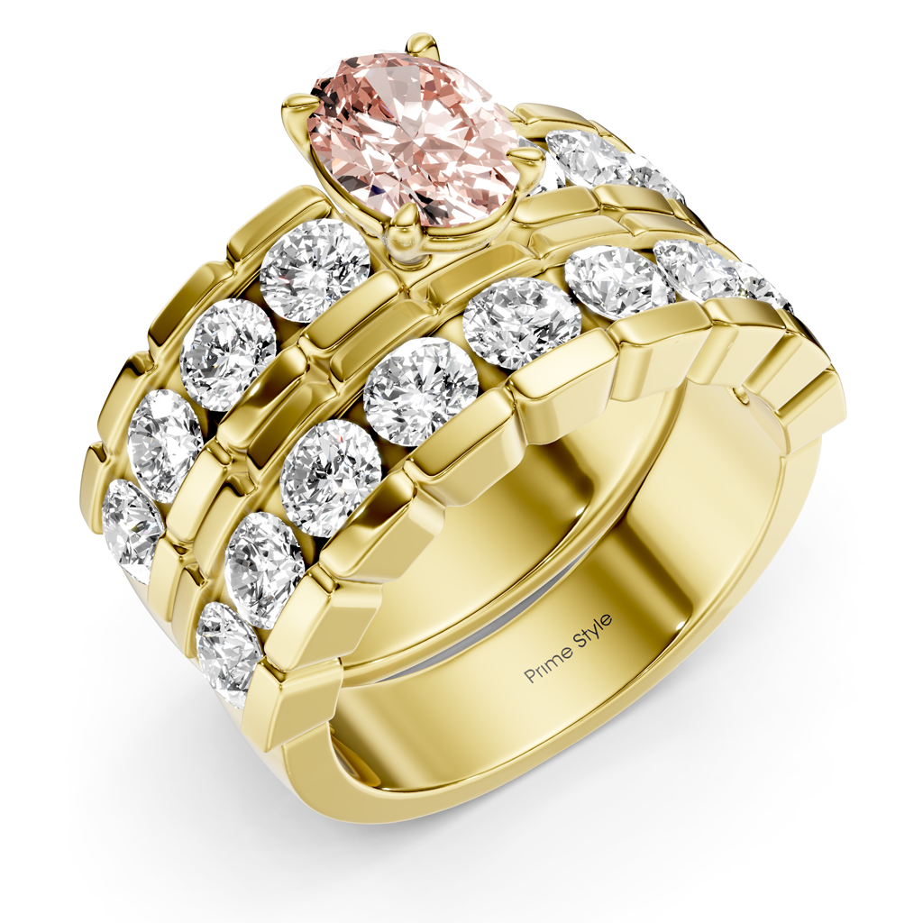 3.25-6.25 CT Oval &amp; Round Cut Fancy Pink Diamonds - Bridal Set