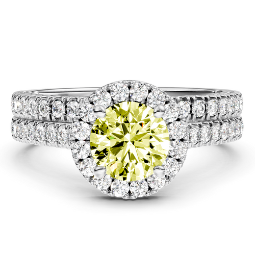 1.70-4.70 CT Round Cut Fancy Yellow Diamonds - Bridal Set