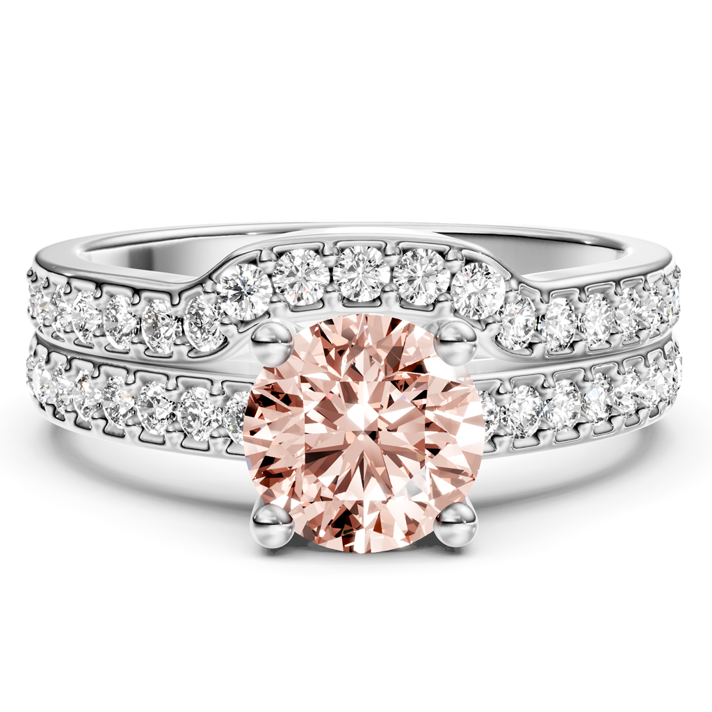 1.50-4.50 CT Round Cut Fancy Pink Diamonds - Bridal Set