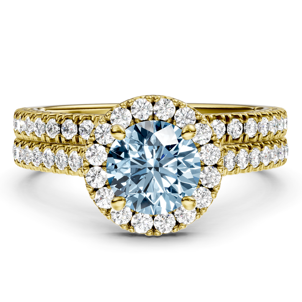 1.70-4.70 CT Round Cut Fancy Blue Diamonds - Bridal Set