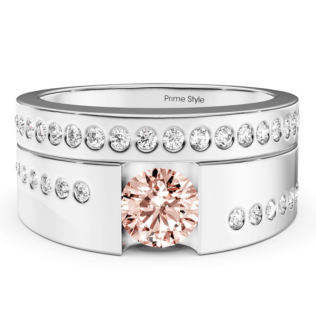 1.45-4.45 CT Round Cut Fancy Pink Diamonds - Bridal Set - Primestyle.com