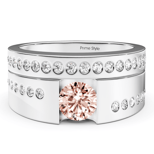 1.45-4.45 CT Round Cut Fancy Pink Diamonds - Bridal Set - Primestyle.com