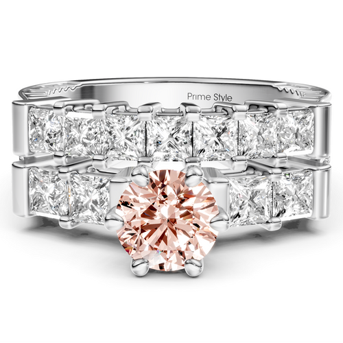 2.40-5.40 CT Princess Cut Fancy Pink Diamonds - Bridal Set