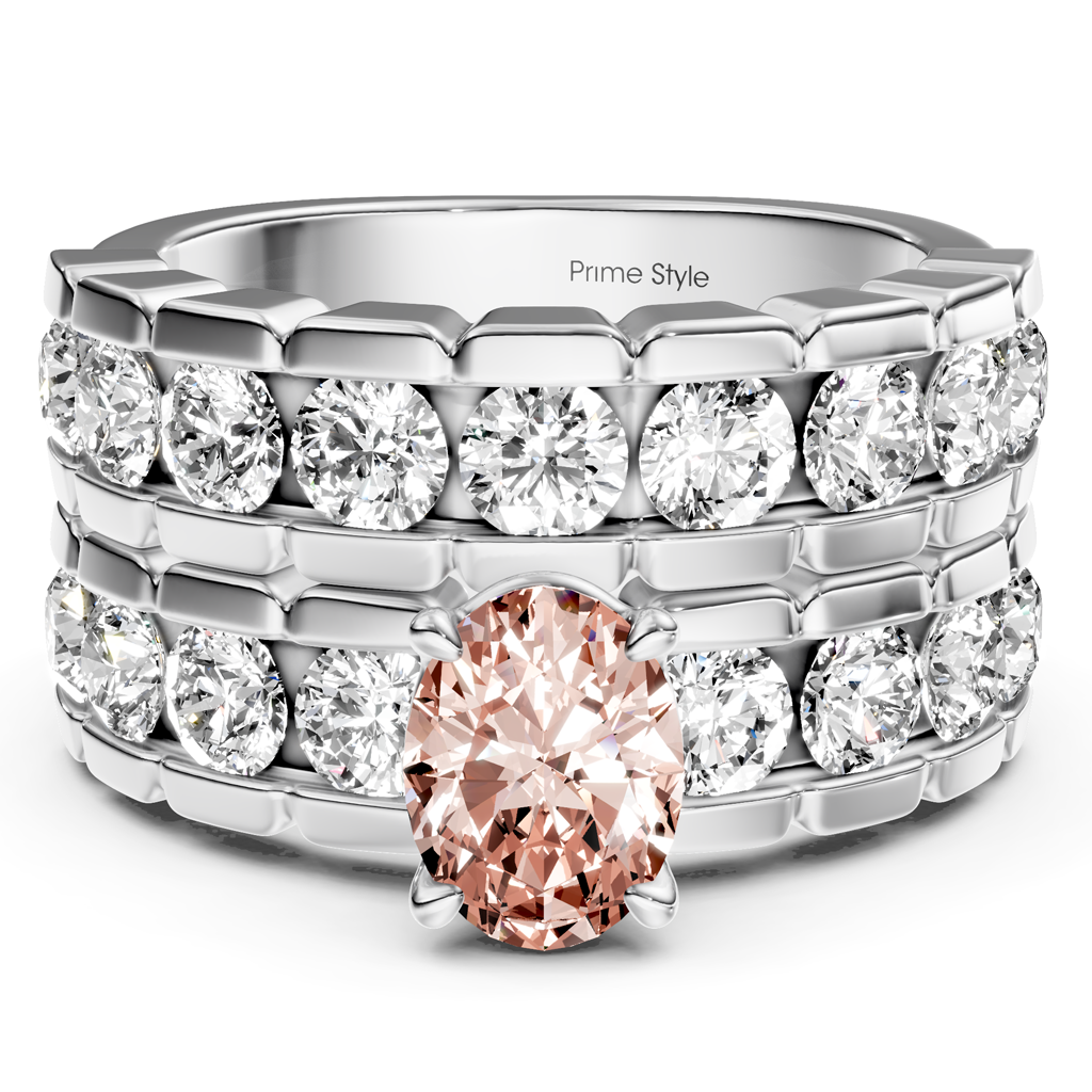 3.25-6.25 CT Oval &amp; Round Cut Fancy Pink Diamonds - Bridal Set