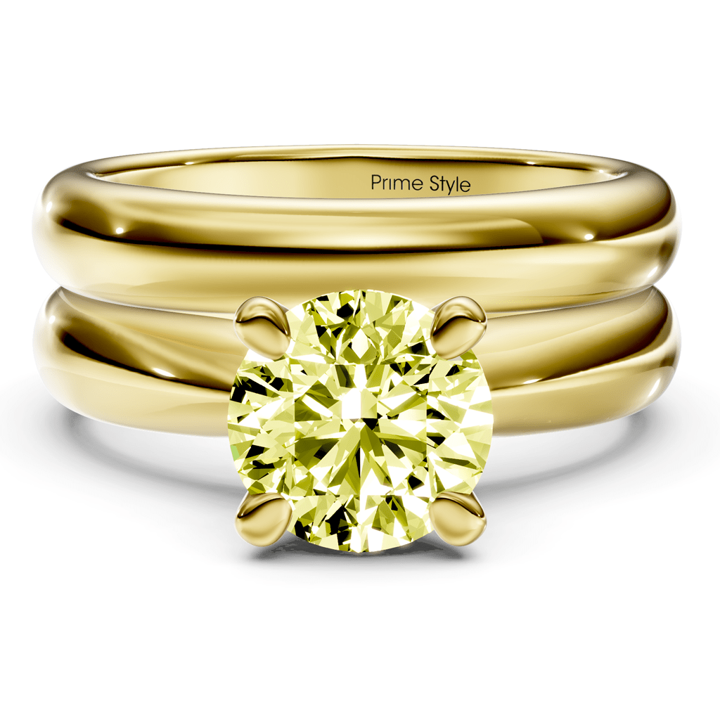 1.10-4.10 CT Round Cut Fancy Yellow Diamonds - Bridal Set - Primestyle.com