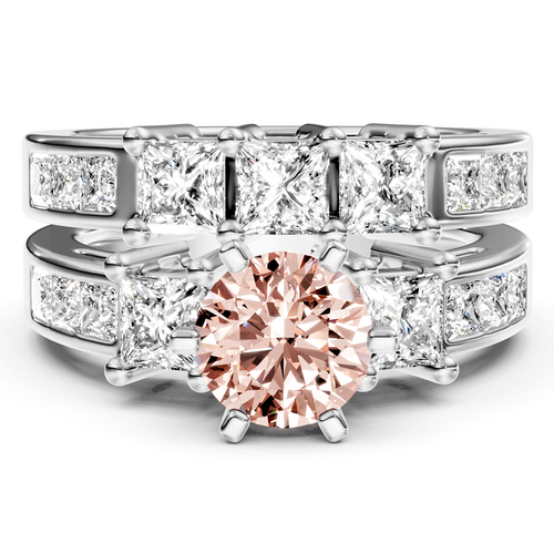 2.95-5.95 CT Princess Cut Fancy Pink Diamonds - Bridal Set