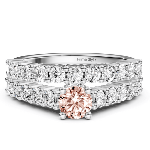 1.75-4.75 CT Round Cut Fancy Pink Diamonds - Bridal Set - Primestyle.com