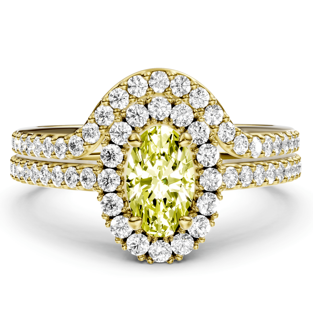 1.75-4.75 CT Oval &amp; Round Cut Fancy Yellow Diamonds - Bridal Set - Primestyle.com