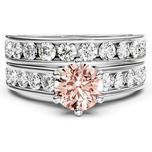 2.45-5.45 CT Princess & Round Cut Fancy Pink Diamonds - Bridal Set