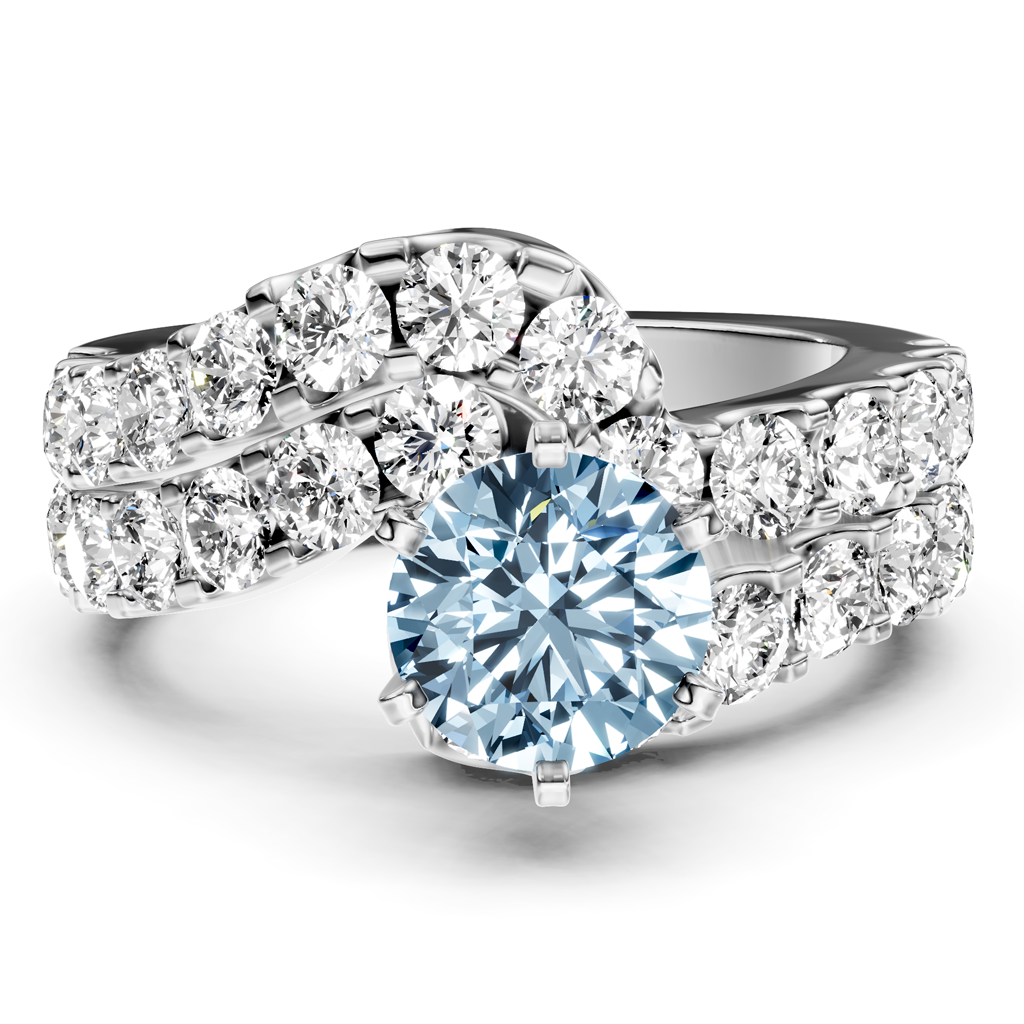 3.60-6.60 CT Round Cut Fancy Blue Diamonds - Bridal Set