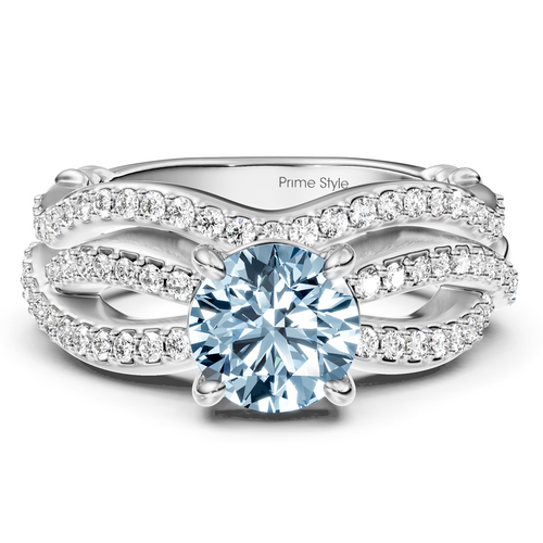 1.35-4.35 CT Round Cut Fancy Blue Diamonds - Bridal Set