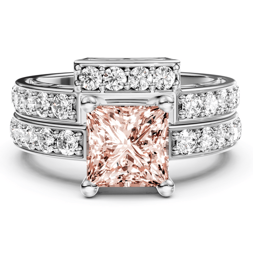 2.10-5.10 CT Princess & Round Cut Fancy Pink Diamonds - Bridal Set - Primestyle.com
