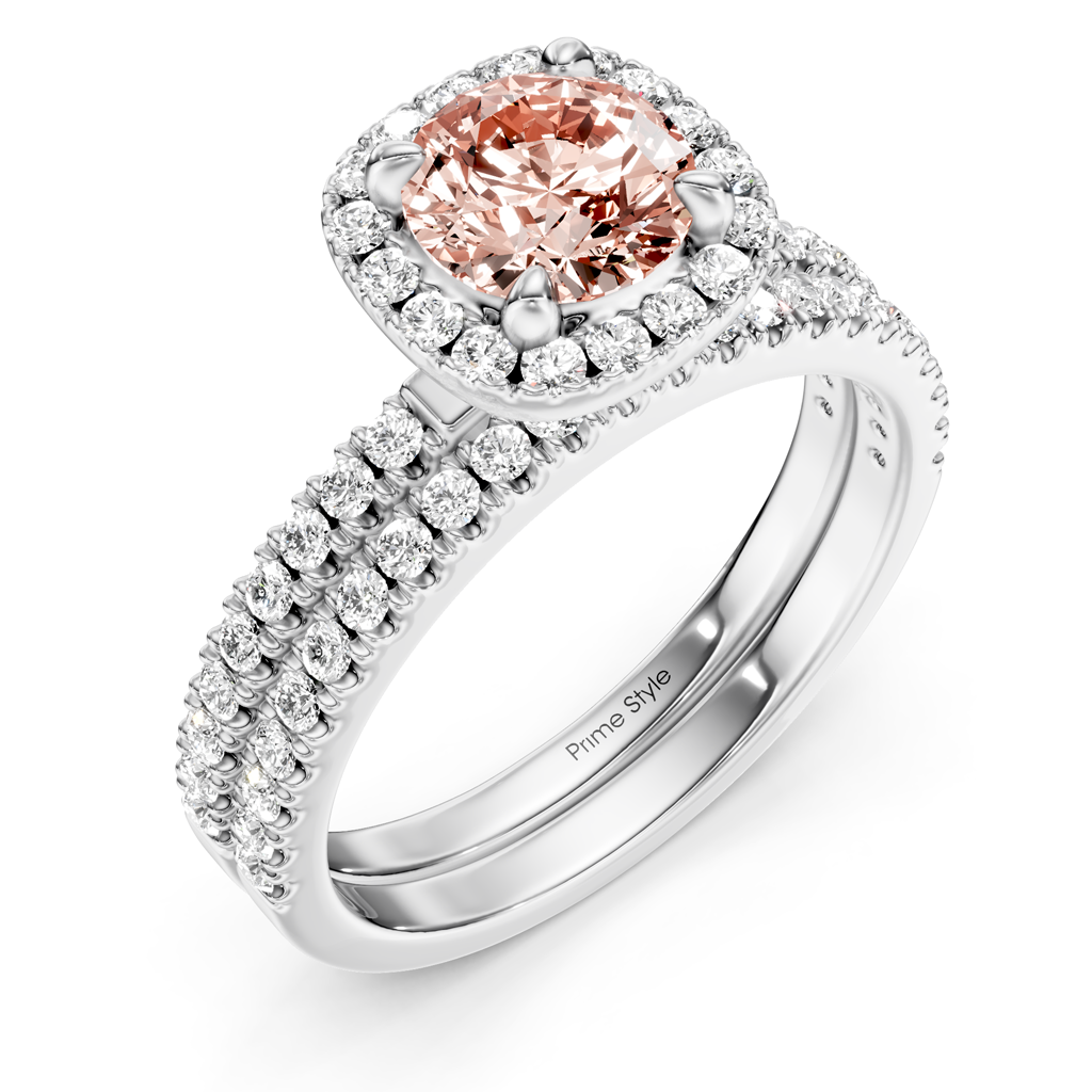 1.65-4.65 CT Round Cut Fancy Pink Diamonds - Bridal Set