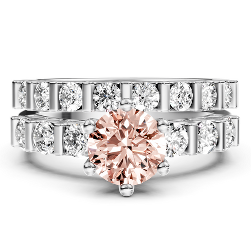 2.10-5.10 CT Round Cut Fancy Pink Diamonds - Bridal Set