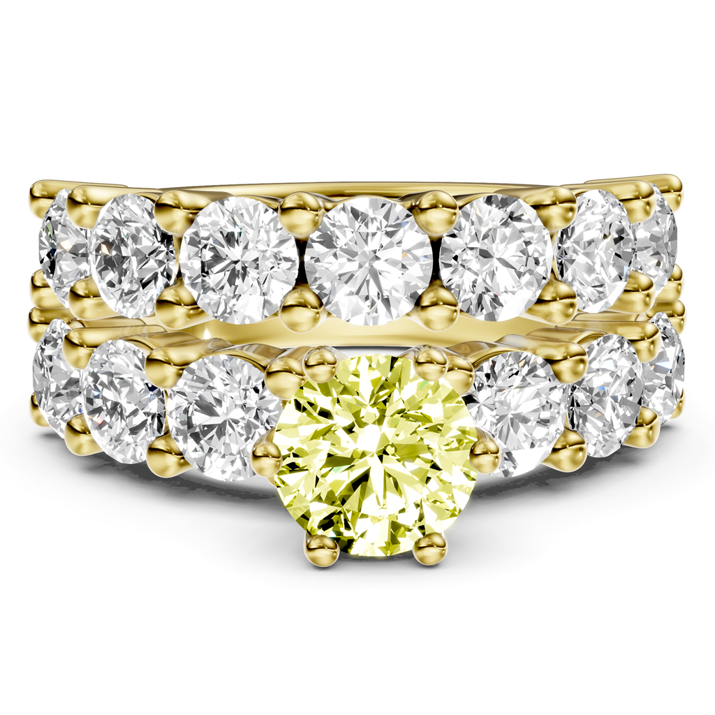 4.60-7.60 CT Princess &amp; Round Cut Fancy Yellow Diamonds - Bridal Set