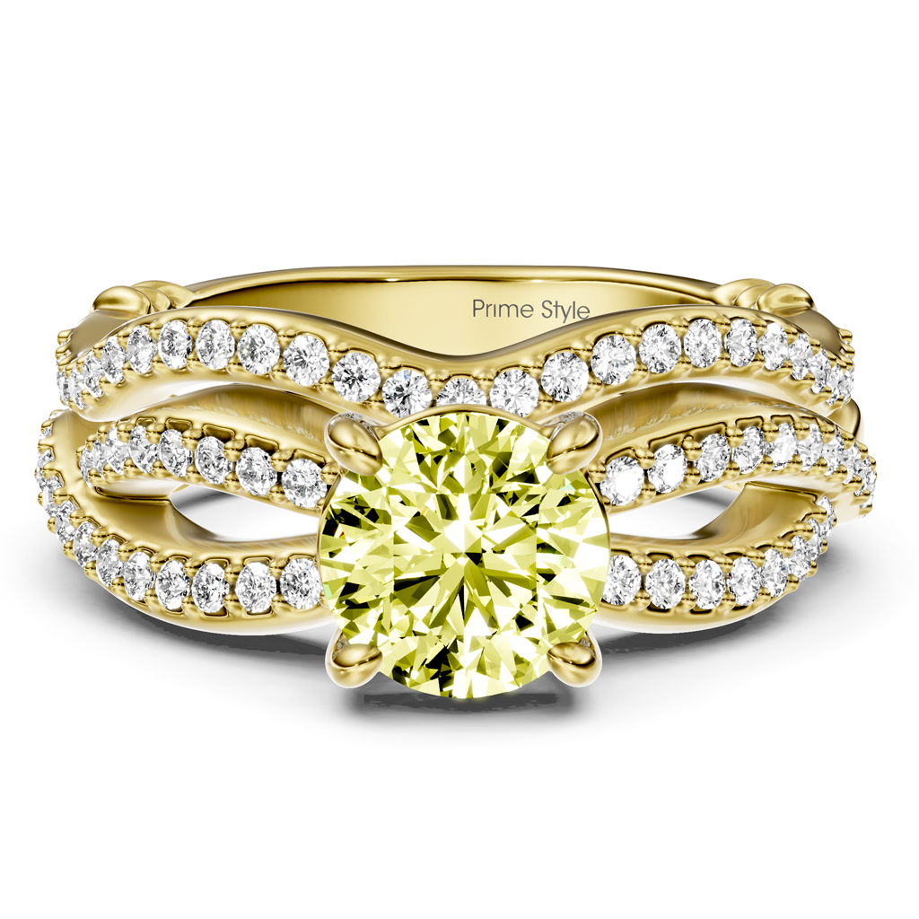 1.35-4.35 CT Round Cut Fancy Yellow Diamonds - Bridal Set