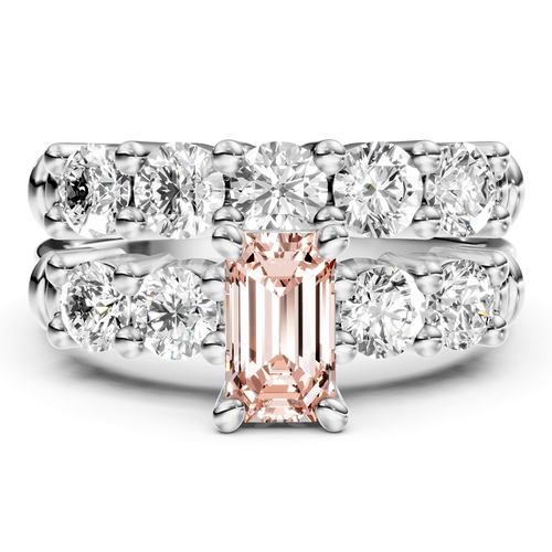 2.40-5.40 CT Emerald & Round Cut Fancy Pink Diamonds - Bridal Set