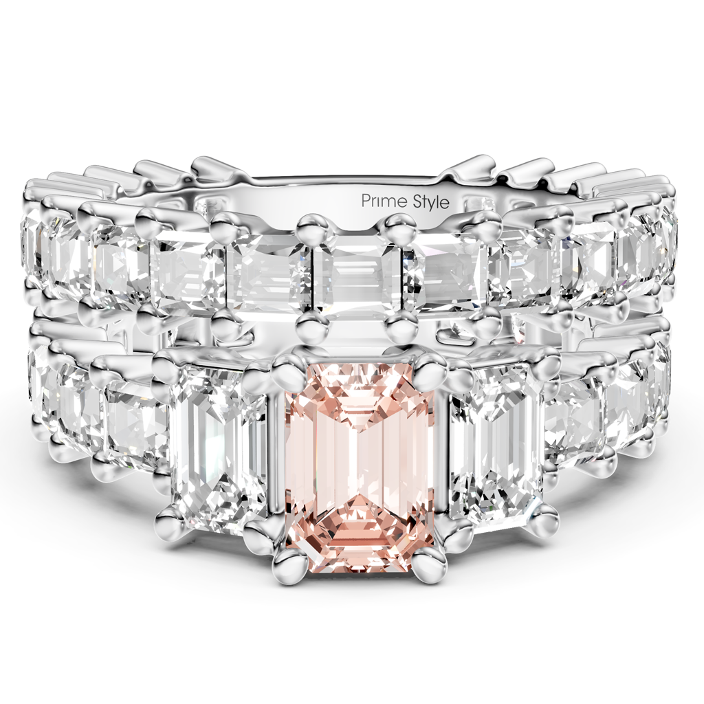 5.70-8.70 CT Emerald &amp; Princess Cut Fancy Pink Diamonds - Bridal Set