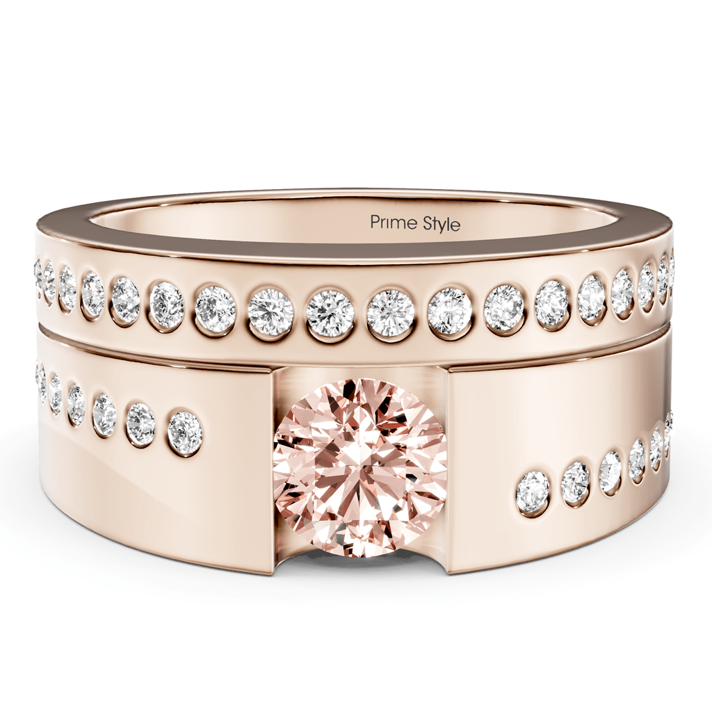 1.45-4.45 CT Round Cut Fancy Pink Diamonds - Bridal Set - Primestyle.com