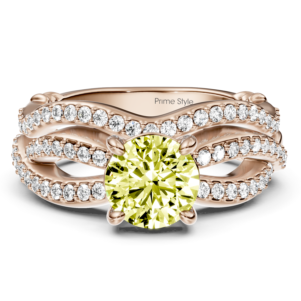 1.35-4.35 CT Round Cut Fancy Yellow Diamonds - Bridal Set