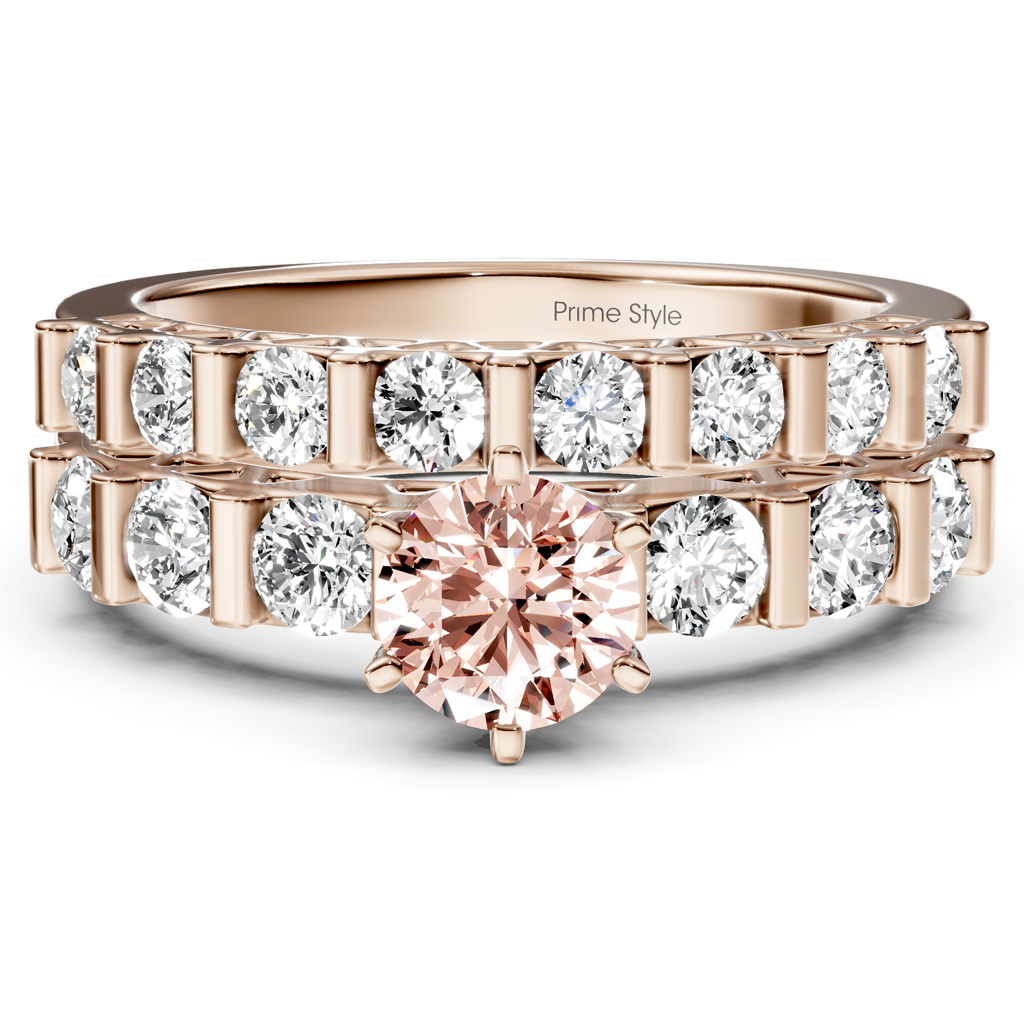 2.10-5.10 CT Round Cut Fancy Pink Diamonds - Bridal Set