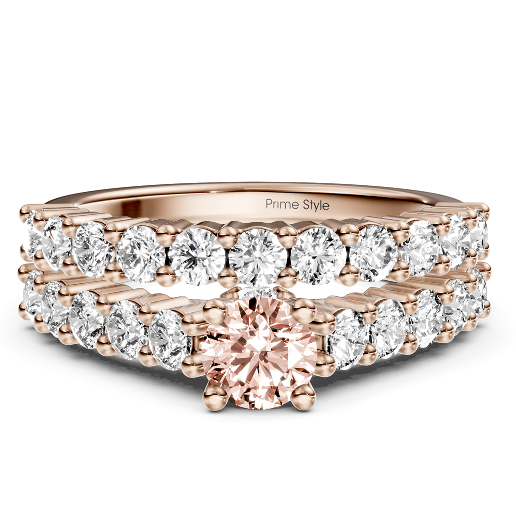 1.75-4.75 CT Round Cut Fancy Pink Diamonds - Bridal Set - Primestyle.com