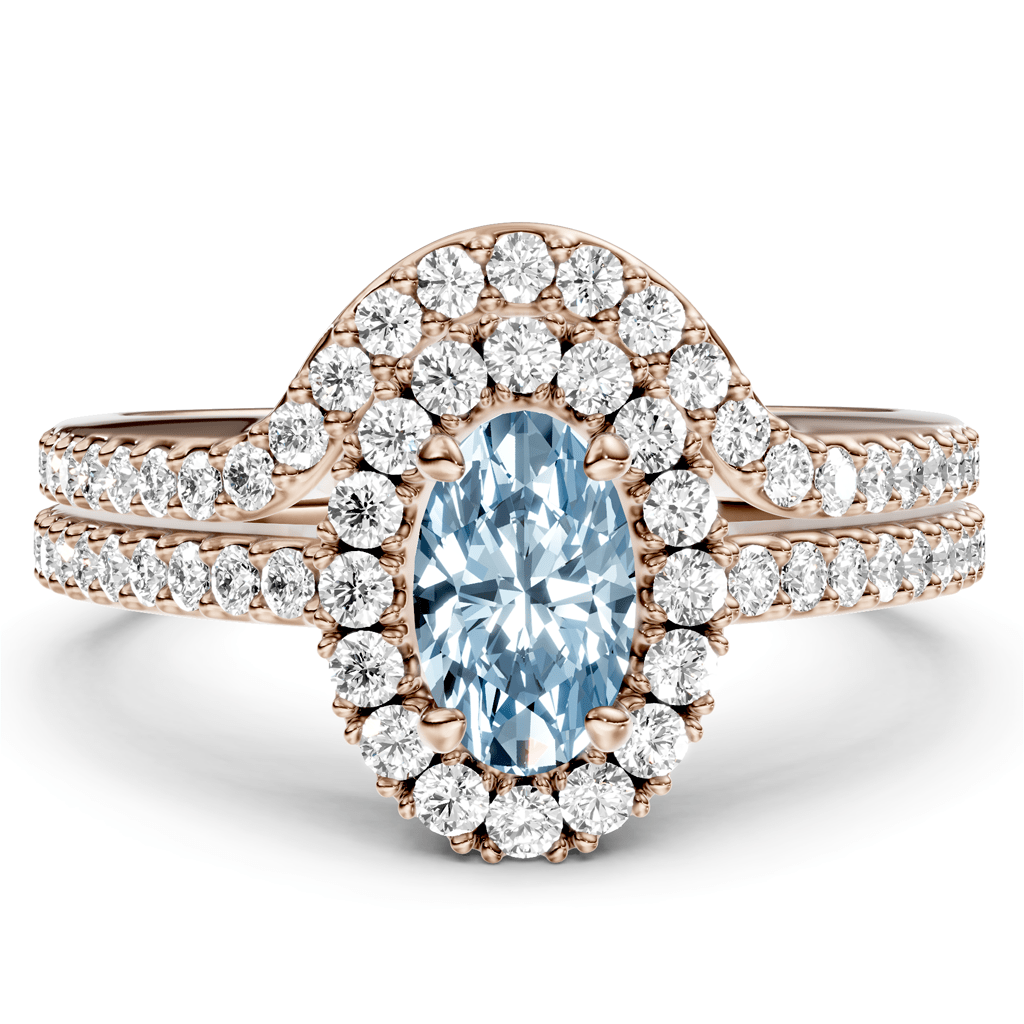 1.75-4.75 CT Oval & Round Cut Fancy Blue Diamonds - Bridal Set
