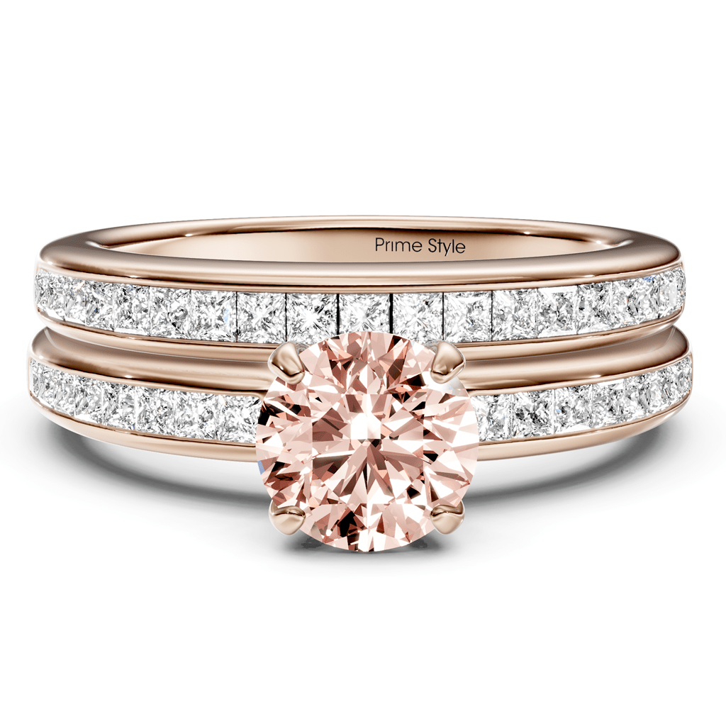 1.85-4.85 CT Princess & Round Cut Fancy Pink Diamonds - Bridal Set