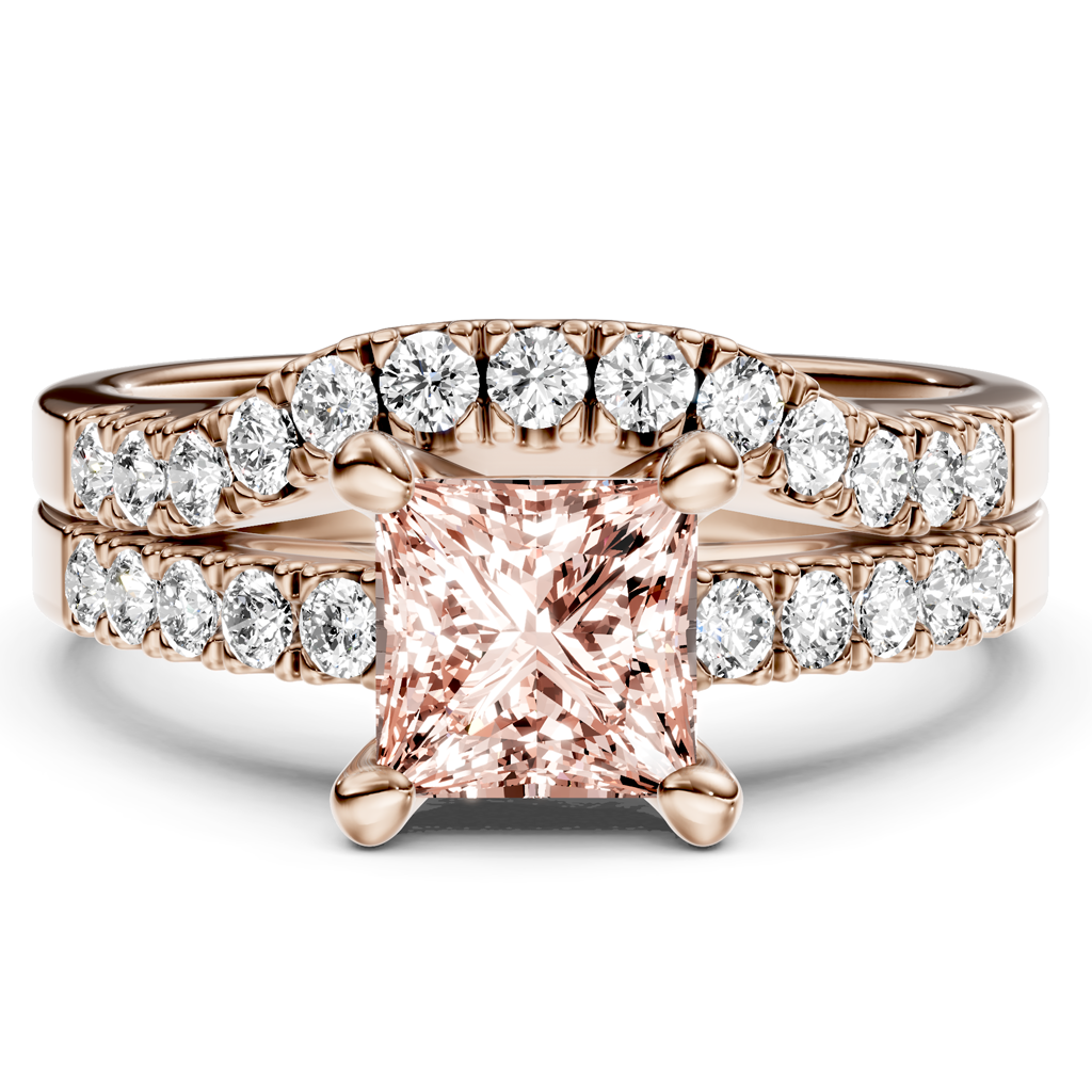 1.55-4.55 CT Princess &amp; Round Cut Fancy Pink Diamonds - Bridal Set