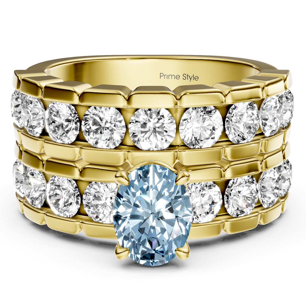 3.25-6.25 CT Oval &amp; Round Cut Fancy Blue Diamonds - Bridal Set