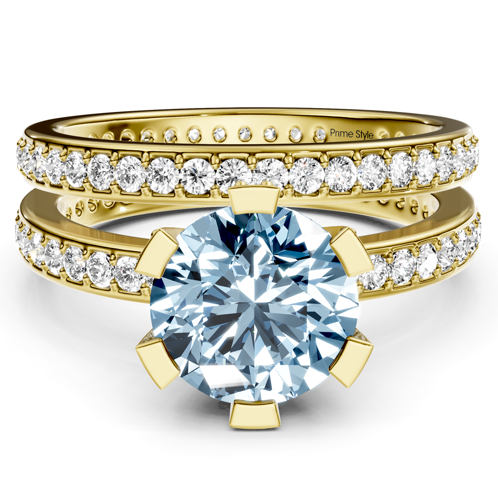 2.00-5.00 CT Round Cut Fancy Blue Diamonds - Bridal Set