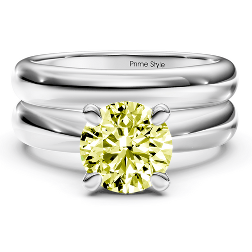 1.10-4.10 CT Round Cut Fancy Yellow Diamonds - Bridal Set - Primestyle.com
