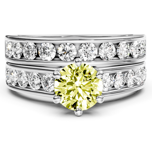 2.45-5.45 CT Princess & Round Cut Fancy Yellow Diamonds - Bridal Set