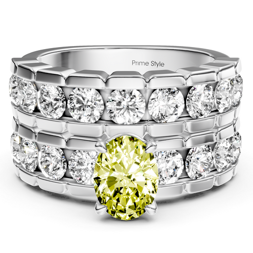 3.25-6.25 CT Oval & Round Cut Fancy Yellow Diamonds - Bridal Set