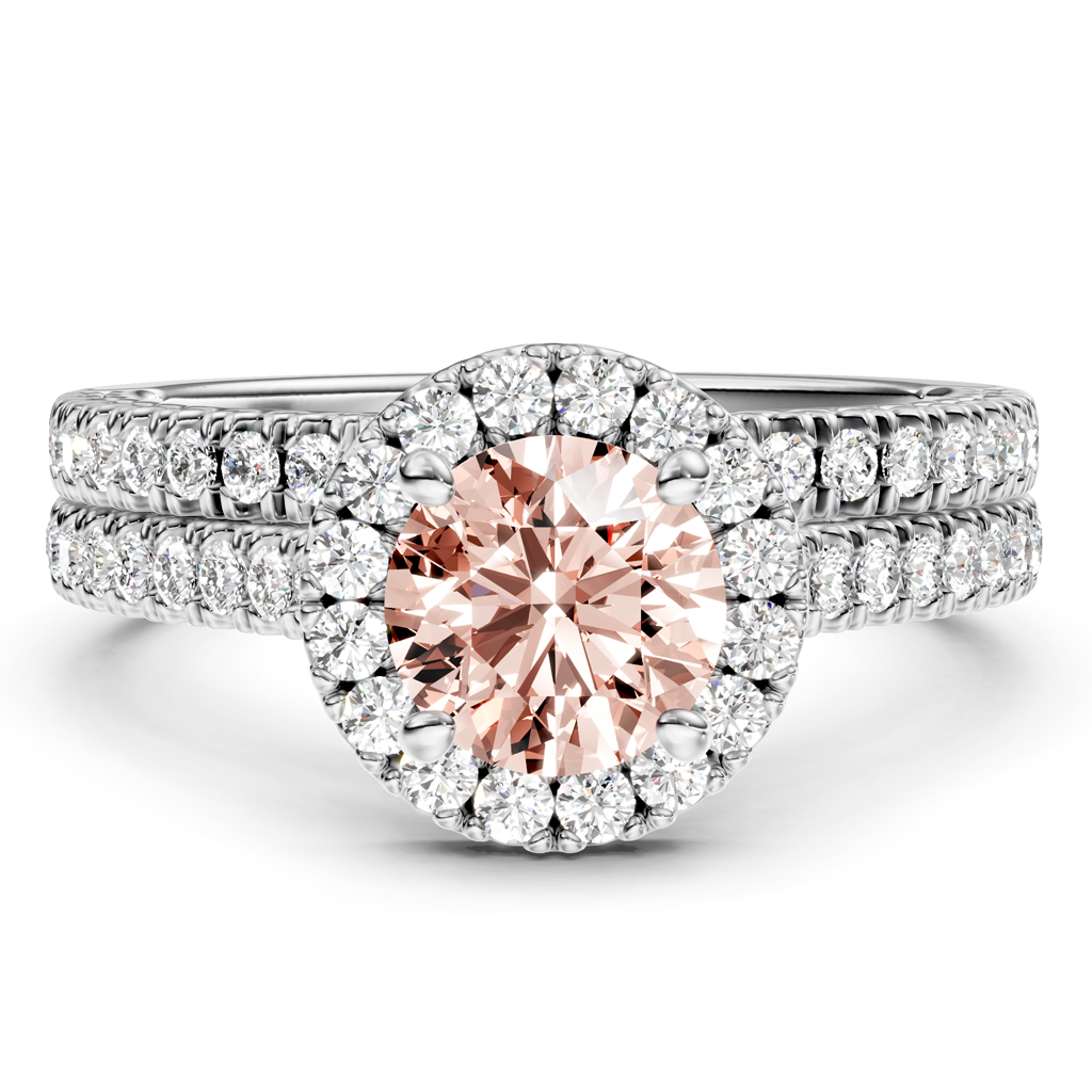 1.70-4.70 CT Round Cut Fancy Pink Diamonds - Bridal Set