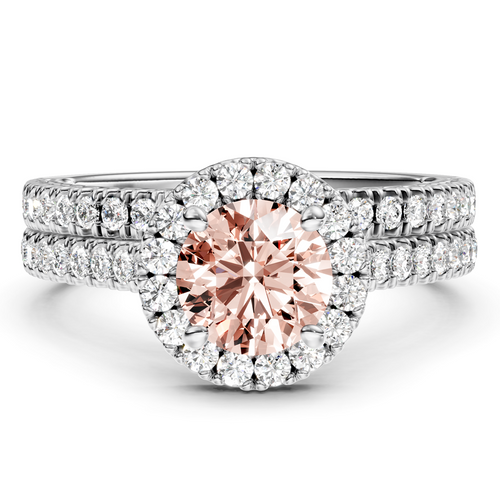 1.70-4.70 CT Round Cut Fancy Pink Diamonds - Bridal Set