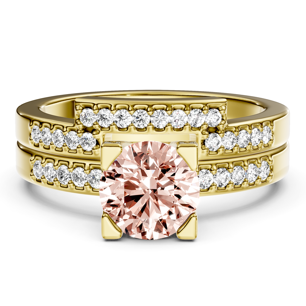 1.25-4.25 CT Round Cut Fancy Pink Diamonds - Bridal Set