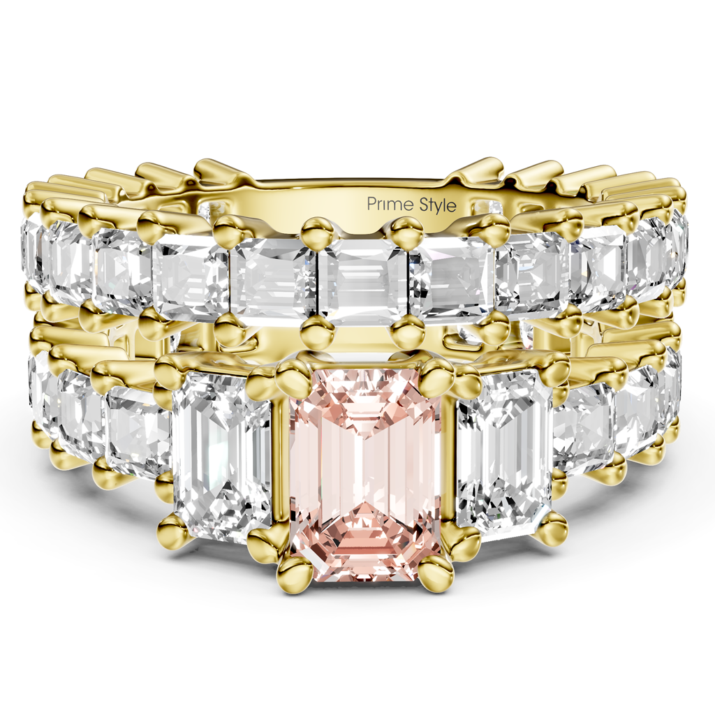 5.70-8.70 CT Emerald &amp; Princess Cut Fancy Pink Diamonds - Bridal Set