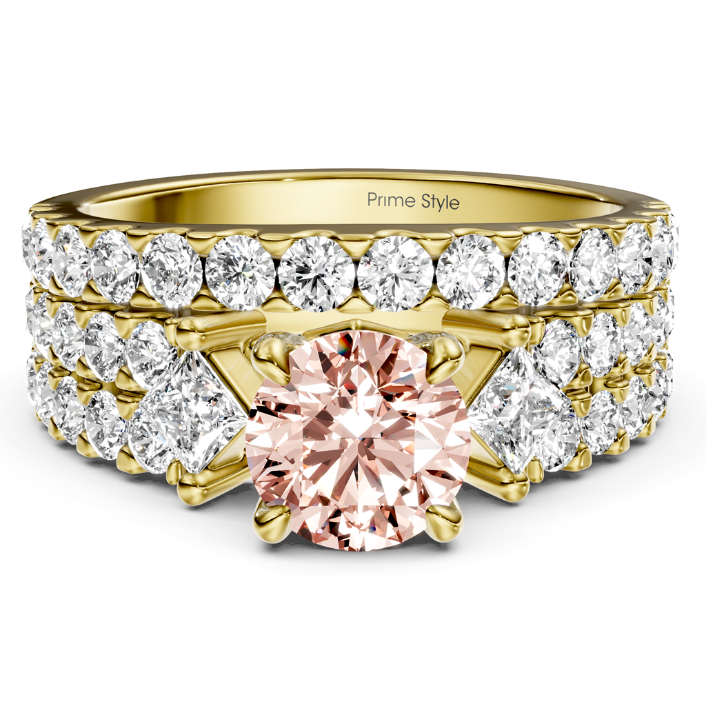 2.55-5.55 CT Princess &amp; Round Cut Fancy Pink Diamonds - Bridal Set