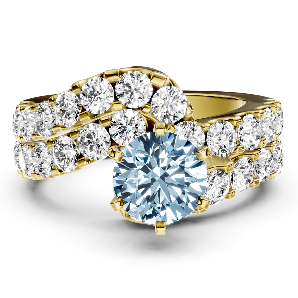 3.60-6.60 CT Round Cut Fancy Blue Diamonds - Bridal Set