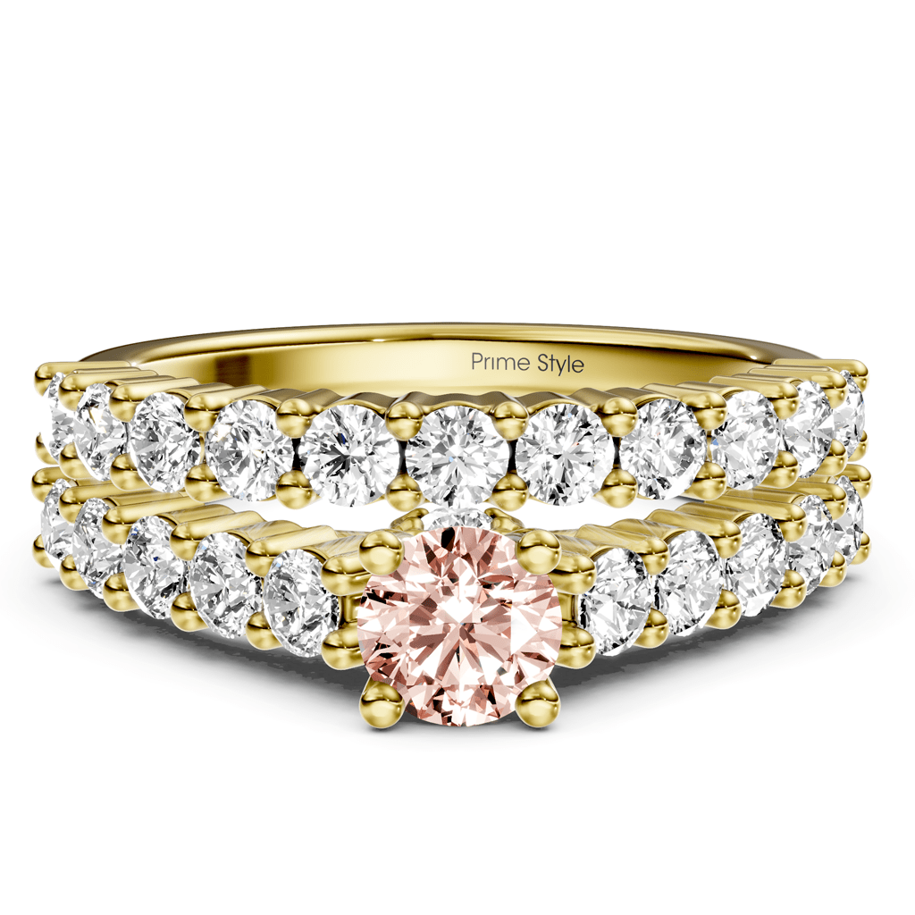 1.75-4.75 CT Round Cut Fancy Pink Diamonds - Bridal Set - Primestyle.com
