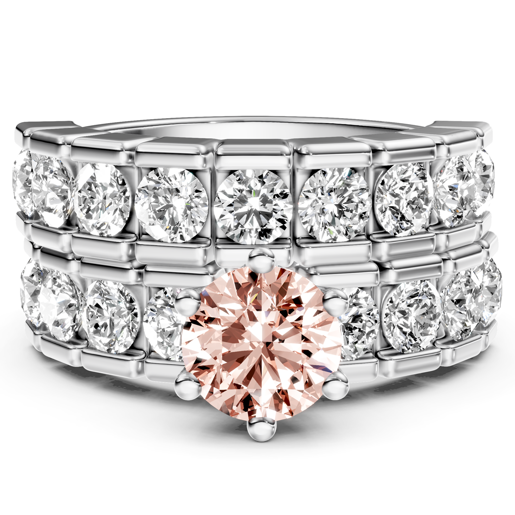 3.25-6.25 CT Round Cut Fancy Pink Diamonds - Bridal Set