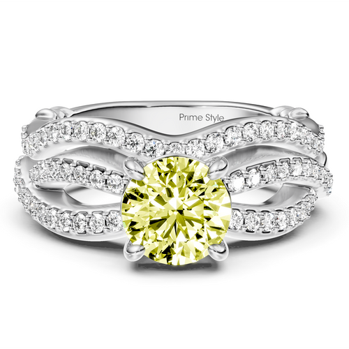 1.35-4.35 CT Round Cut Fancy Yellow Diamonds - Bridal Set