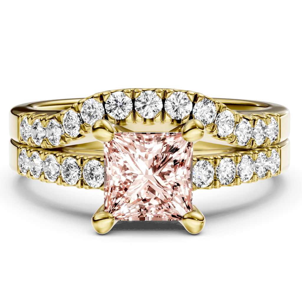 1.55-4.55 CT Princess &amp; Round Cut Fancy Pink Diamonds - Bridal Set