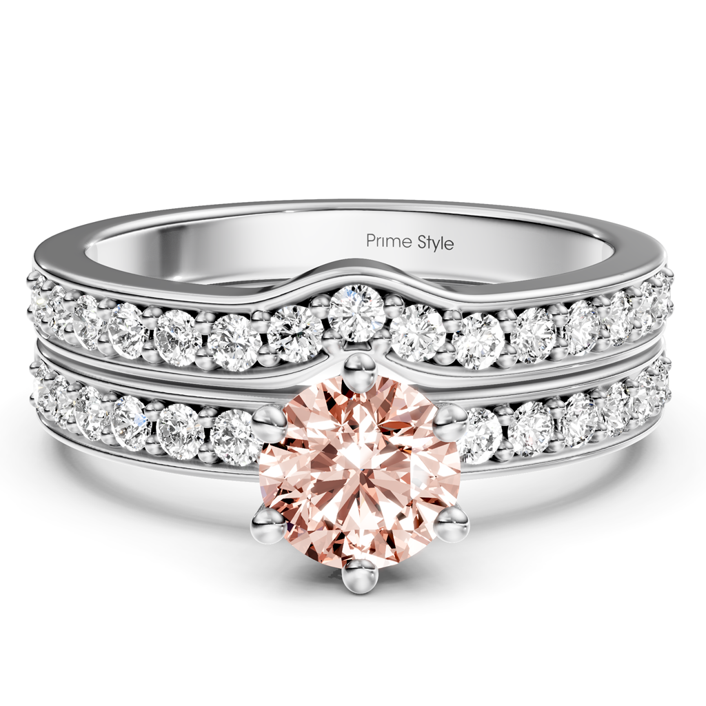 1.60-4.60 CT Round Cut Fancy Pink Diamonds - Bridal Set