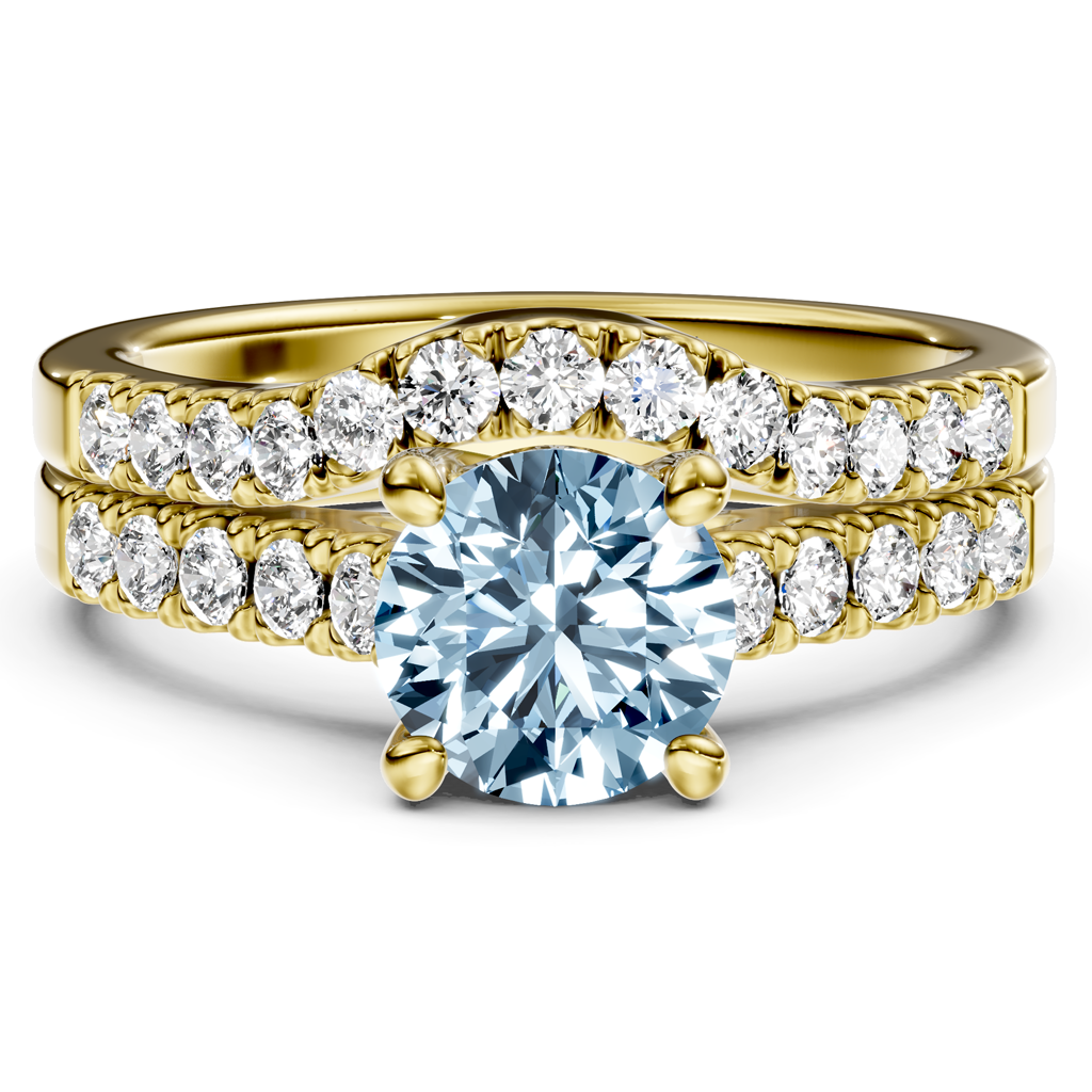 1.55-4.55 CT Princess &amp; Round Cut Fancy Blue Diamonds - Bridal Set