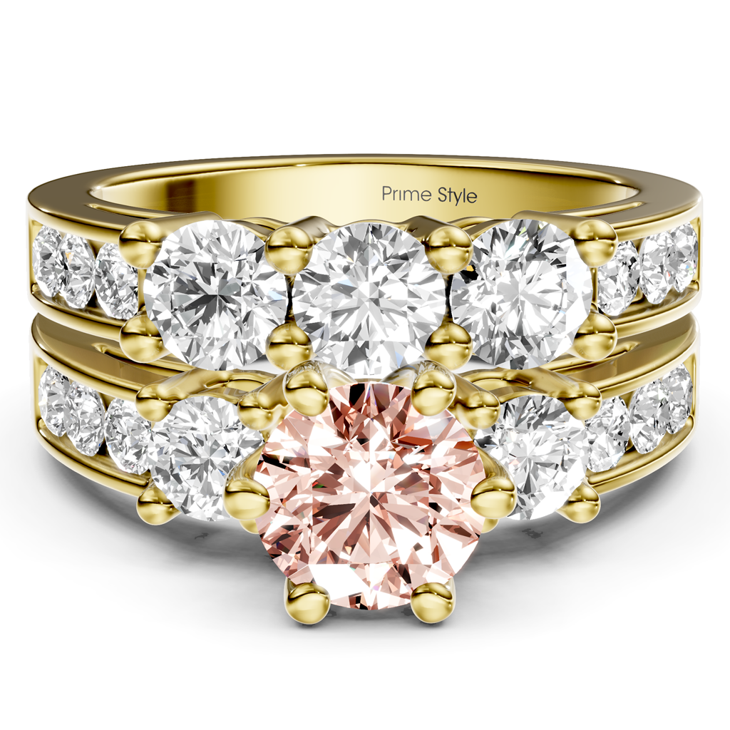 2.80-5.80 CT Princess &amp; Round Cut Fancy Pink Diamonds - Bridal Set