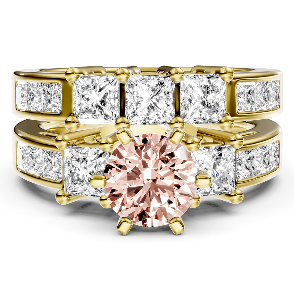 2.95-5.95 CT Princess Cut Fancy Pink Diamonds - Bridal Set