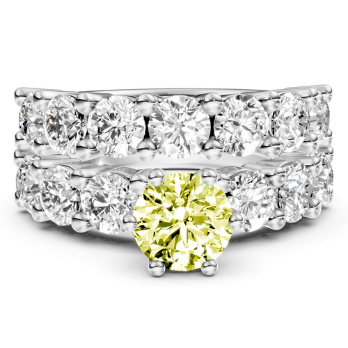 4.60-7.60 CT Princess & Round Cut Fancy Yellow Diamonds - Bridal Set