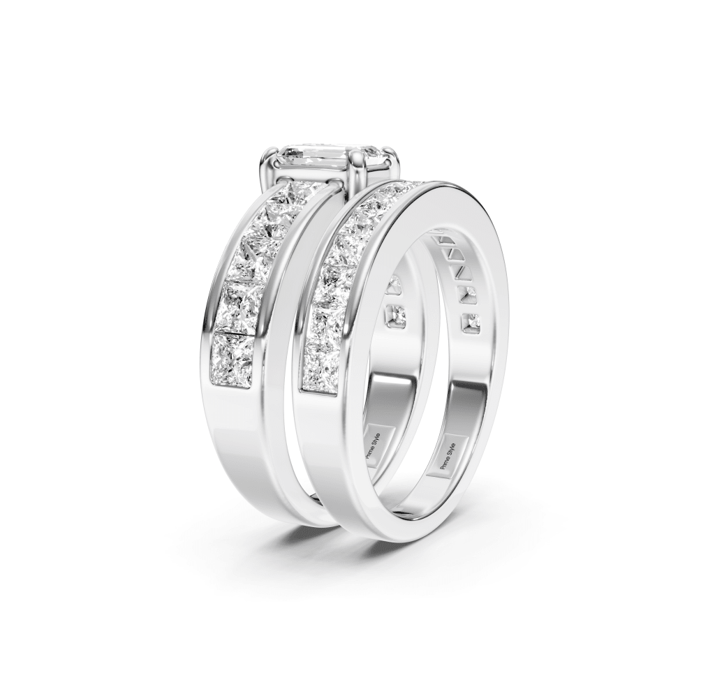 3.00-8.50 CT Emerald & Princess Cut Lab Grown Diamonds - Bridal Set